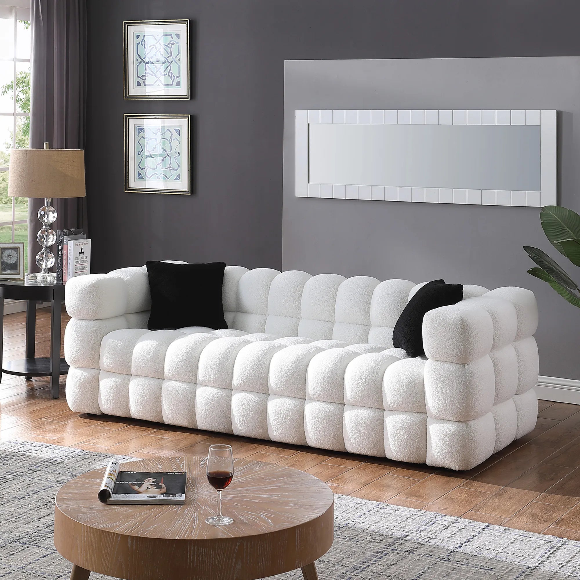 Upholstered Comfy Modern Marshmallow Boucle Sofa