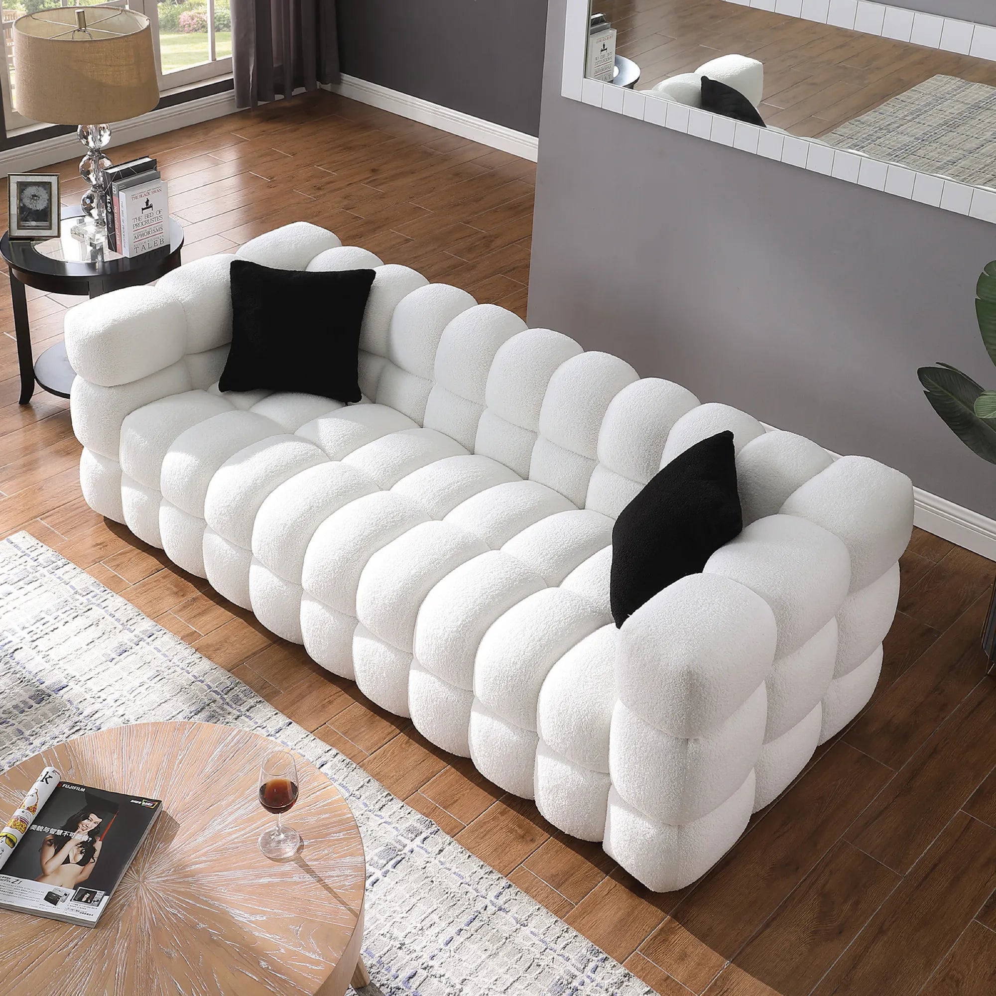 Upholstered Comfy Modern Marshmallow Boucle Sofa