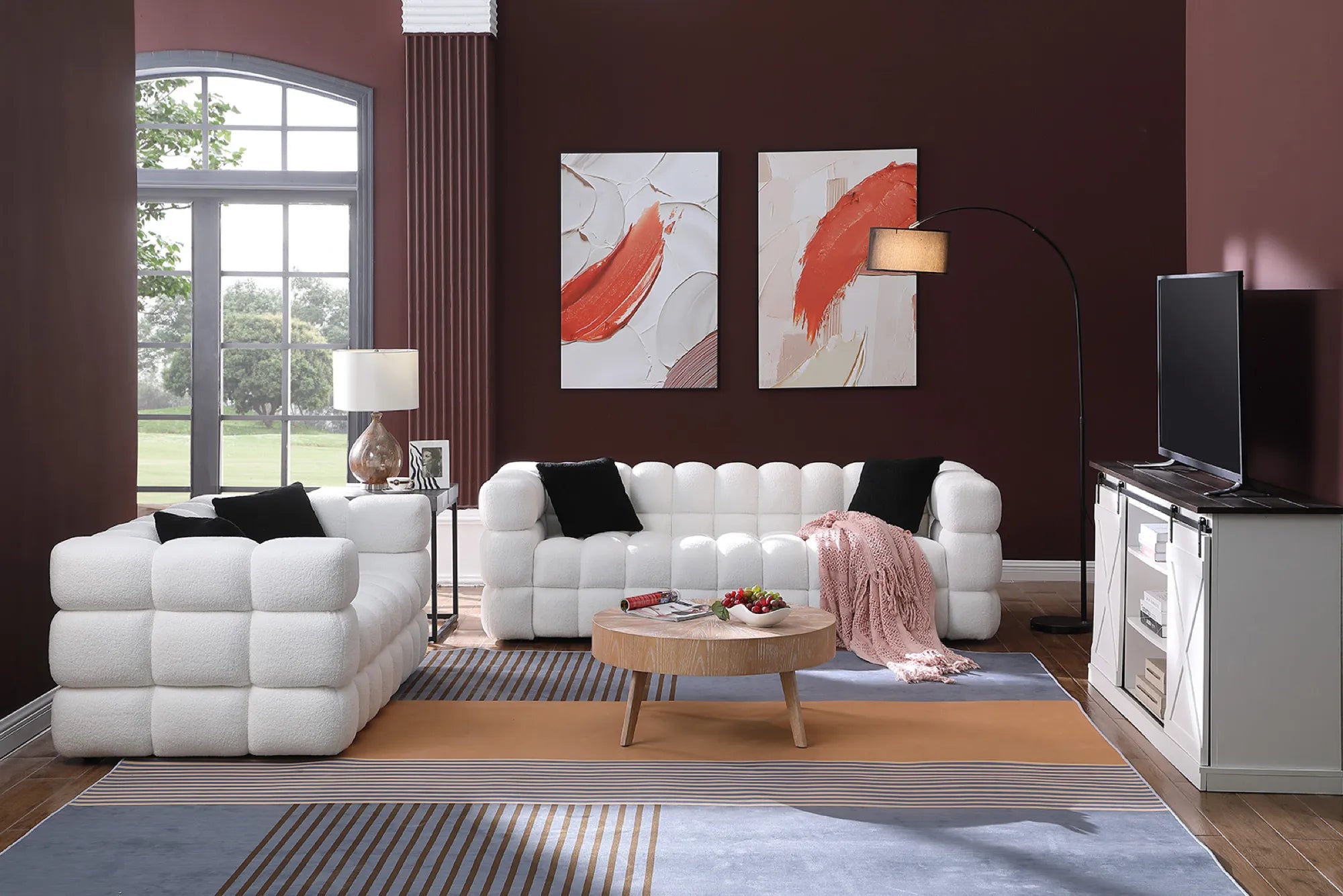 Upholstered Comfy Modern Marshmallow Boucle Sofa