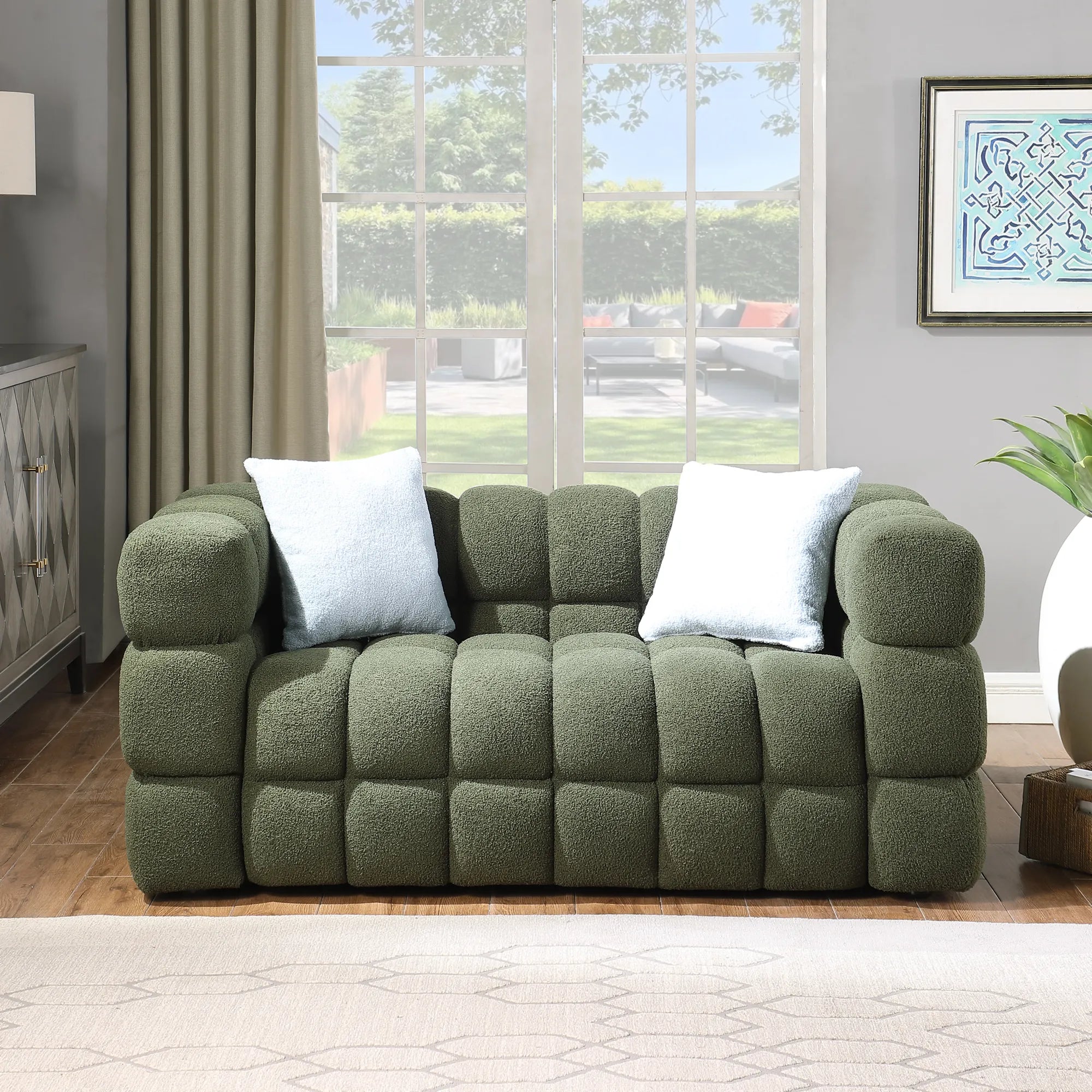 Upholstered Comfy Modern Marshmallow Boucle Sofa