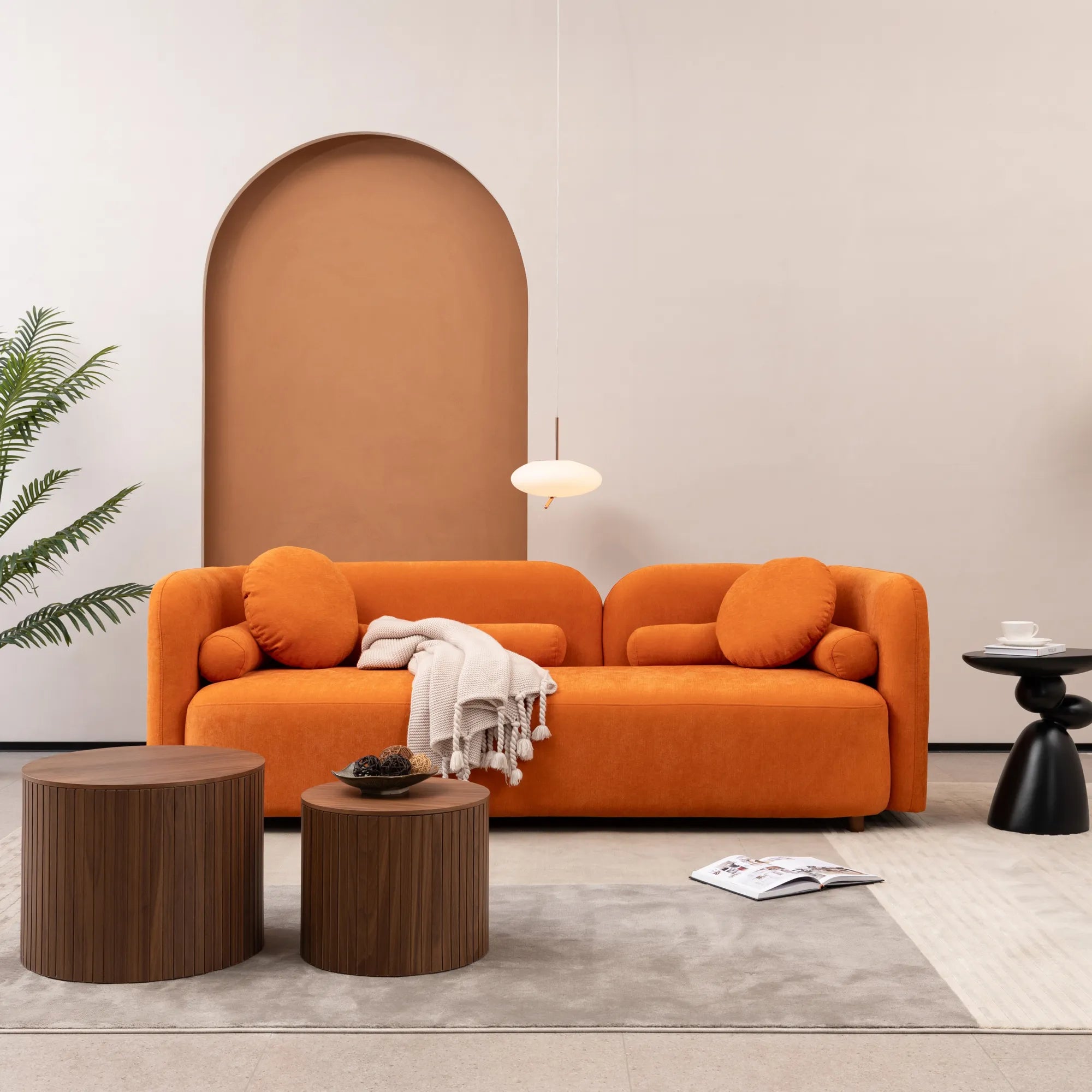 Modern Minimalist Sofa With Teddy Fabric