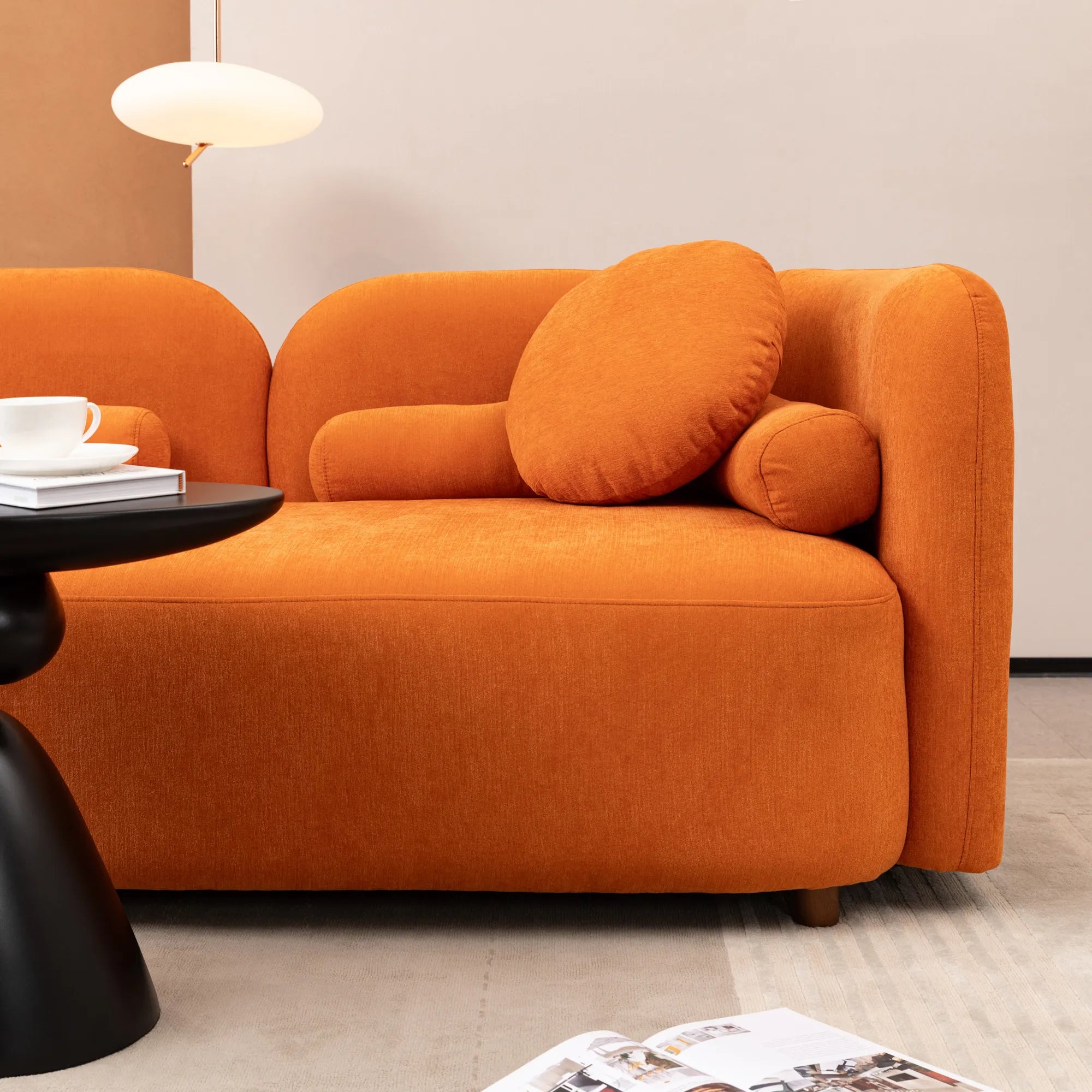 Modern Minimalist Sofa With Teddy Fabric