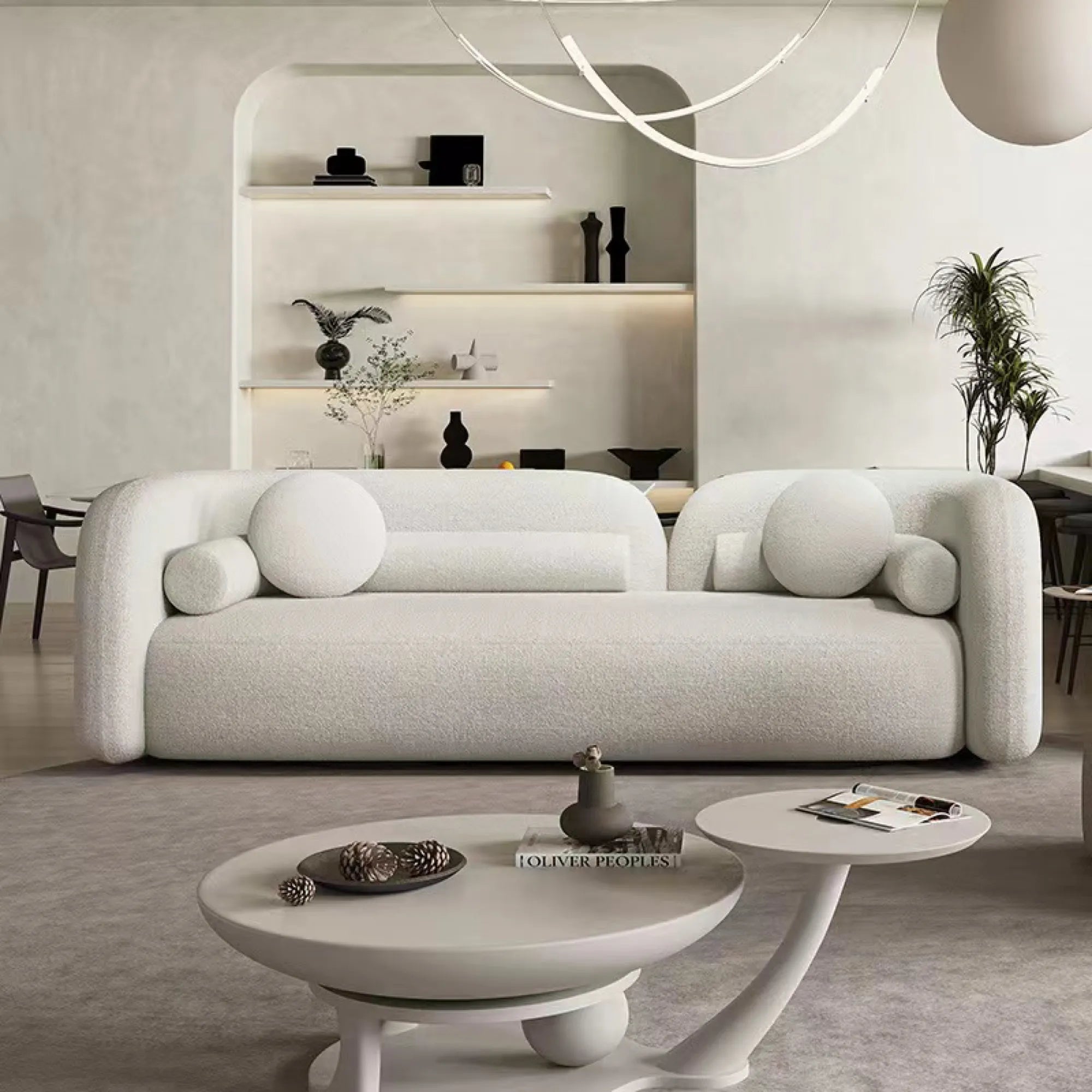 Modern Minimalist Sofa With Teddy Fabric