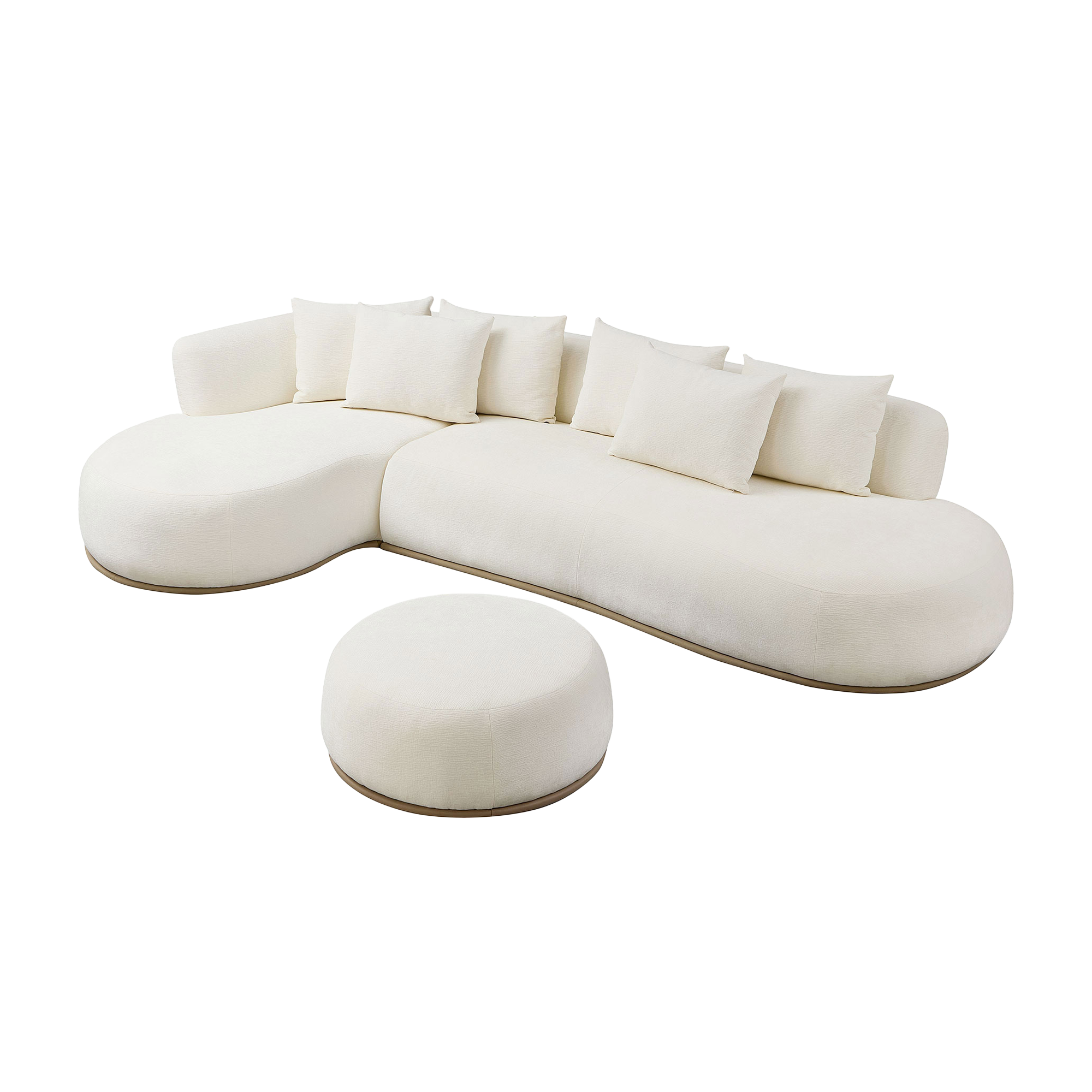 135” Sectional Sofa, L-Shape with Chaise & Ottoman