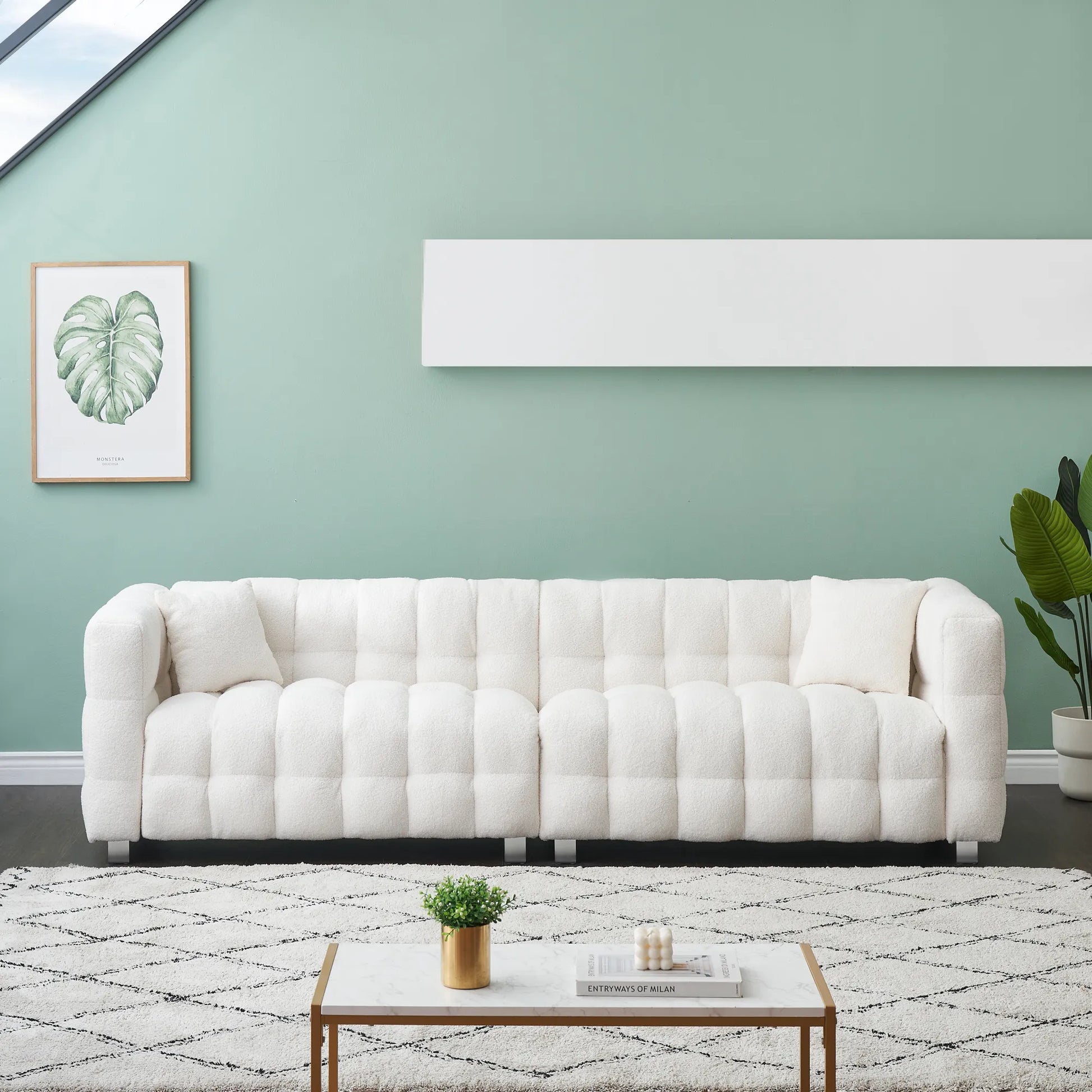 102" 4-Seater Upholstery Fleece Cloud Sofa