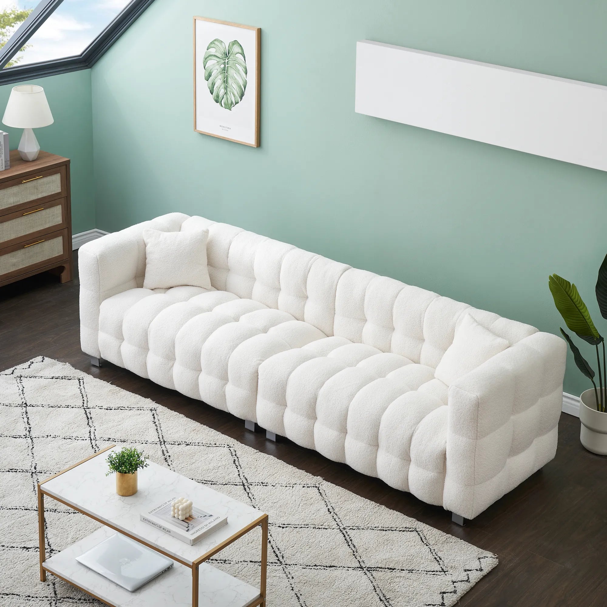 102" 4-Seater Upholstery Fleece Cloud Sofa