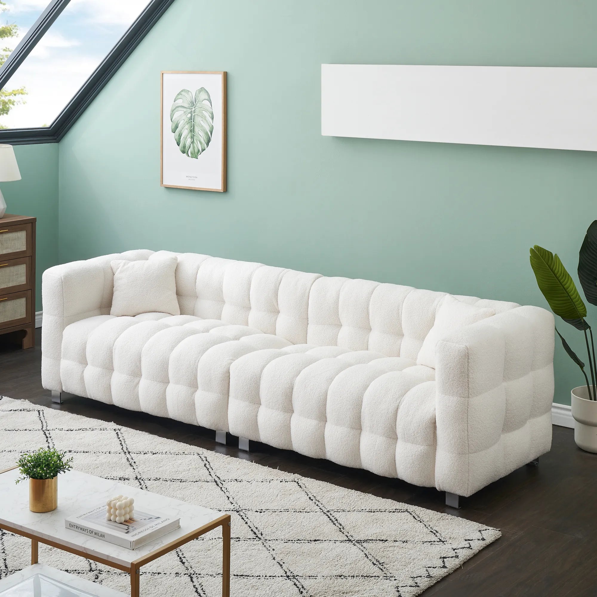 102" 4-Seater Upholstery Fleece Cloud Sofa
