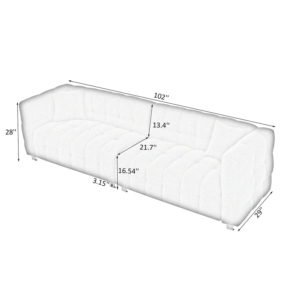 102" 4-Seater Upholstery Fleece Cloud Sofa