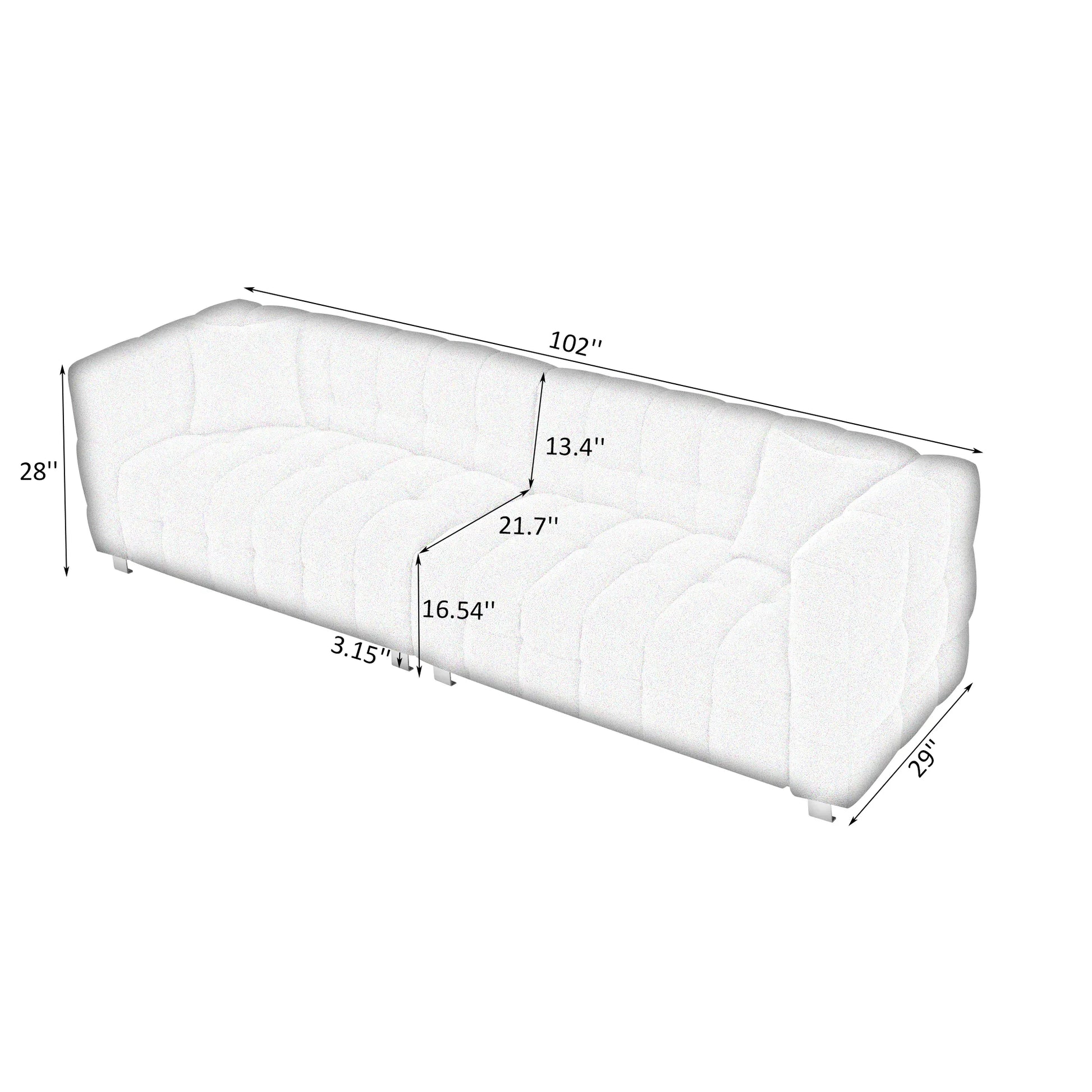 102" 4-Seater Upholstery Fleece Cloud Sofa