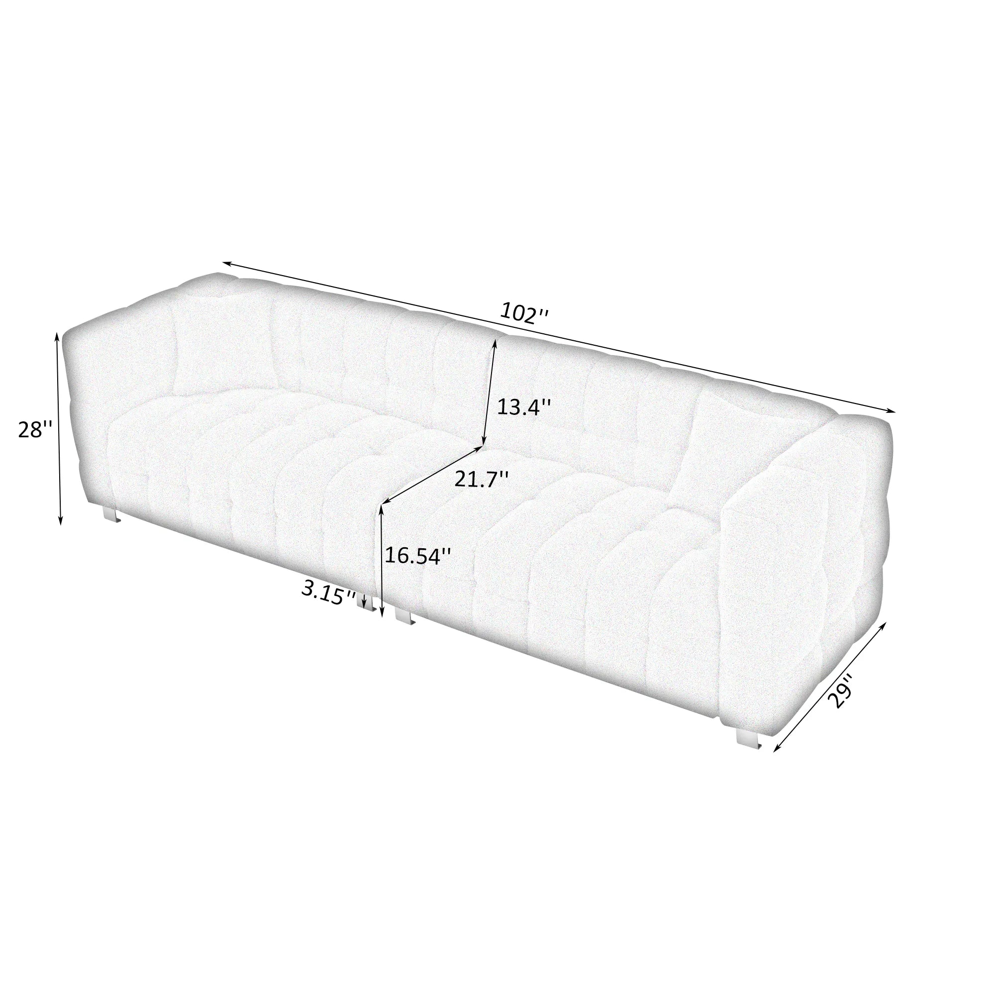 102" 4-Seater Upholstery Fleece Cloud Sofa