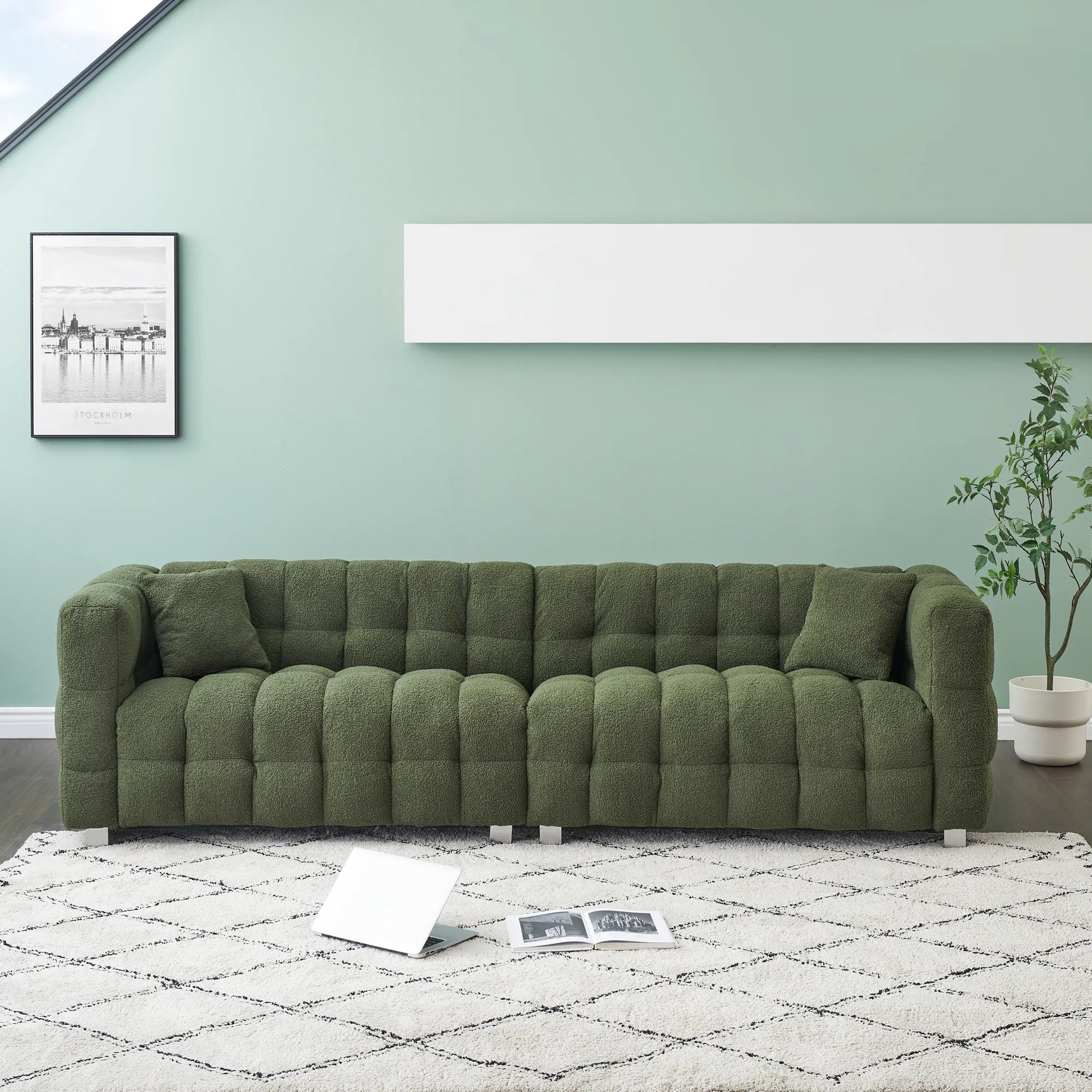 102" 4-Seater Upholstery Fleece Cloud Sofa