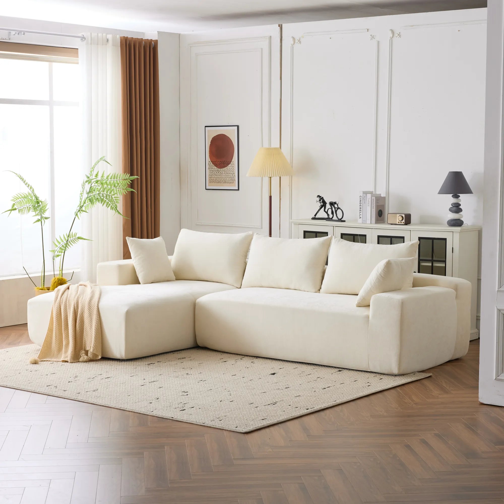 108" 4 Seater Chenille Cloud Modular Sofa with Deep Seat