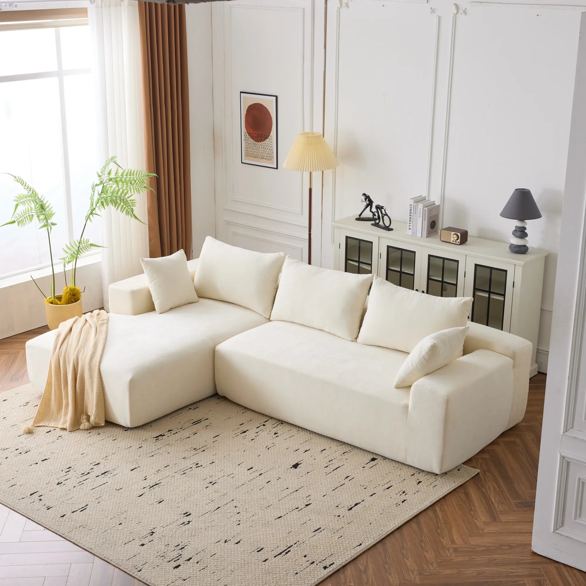 108" 4 Seater Chenille Cloud Modular Sofa with Deep Seat