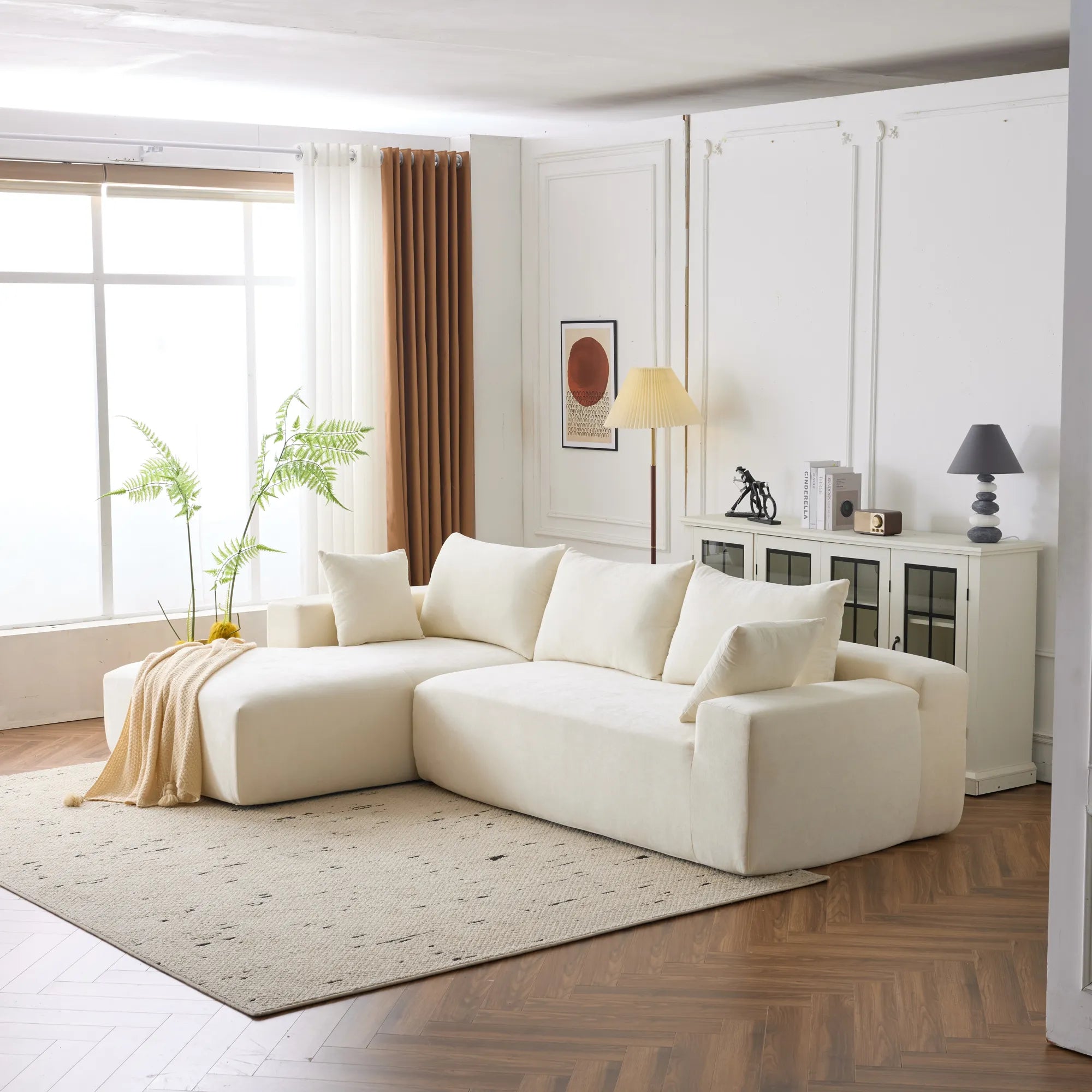 108" 4 Seater Chenille Cloud Modular Sofa with Deep Seat