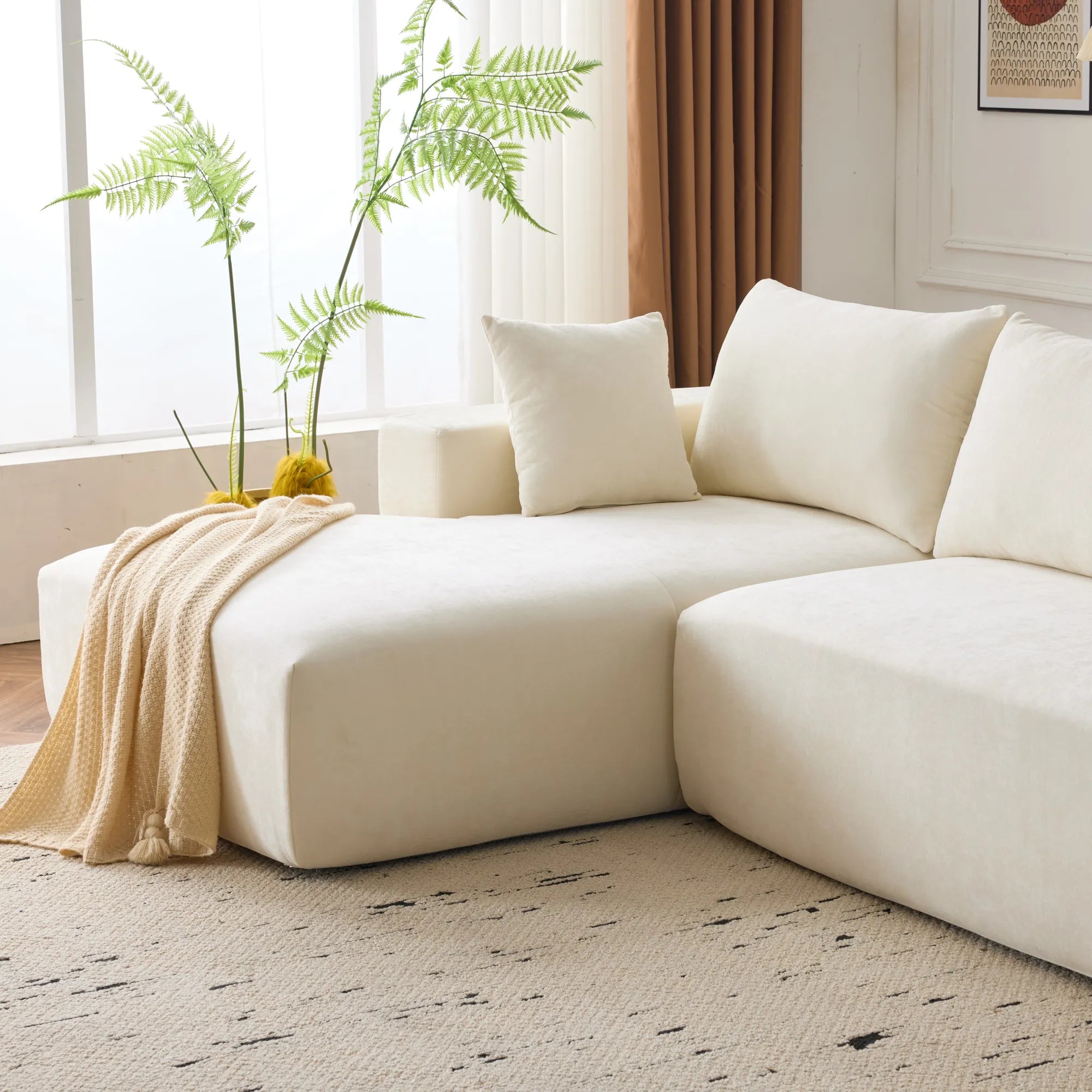 108" 4 Seater Chenille Cloud Modular Sofa with Deep Seat