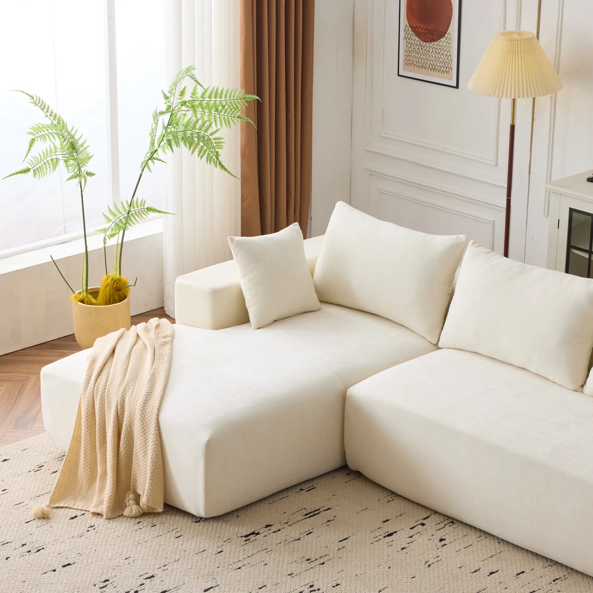 108" 4 Seater Chenille Cloud Modular Sofa with Deep Seat