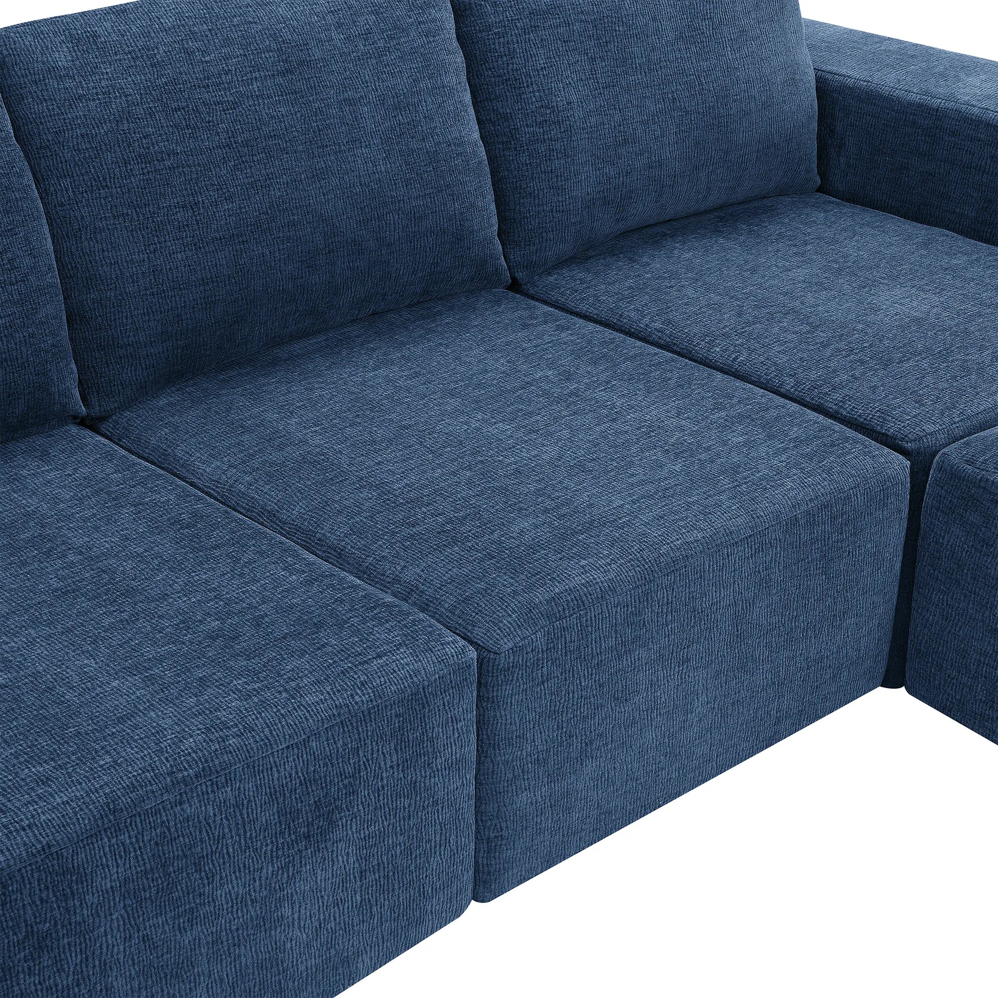 110" Chenille Upholstered Modern Modular Sectional Compressed Sofa