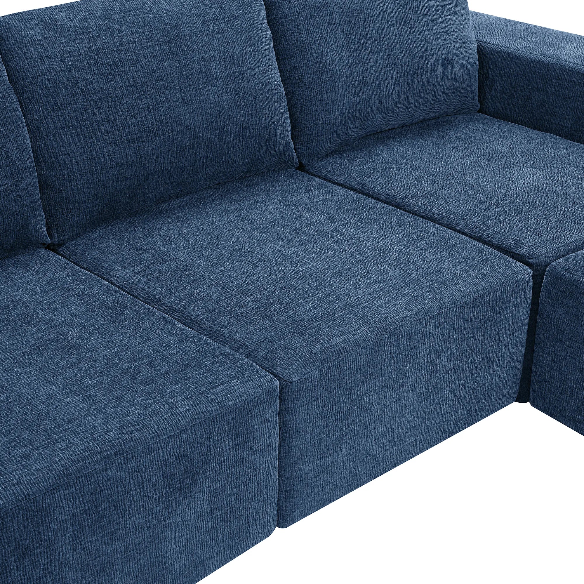 110" Chenille Upholstered Modern Modular Sectional Compressed Sofa