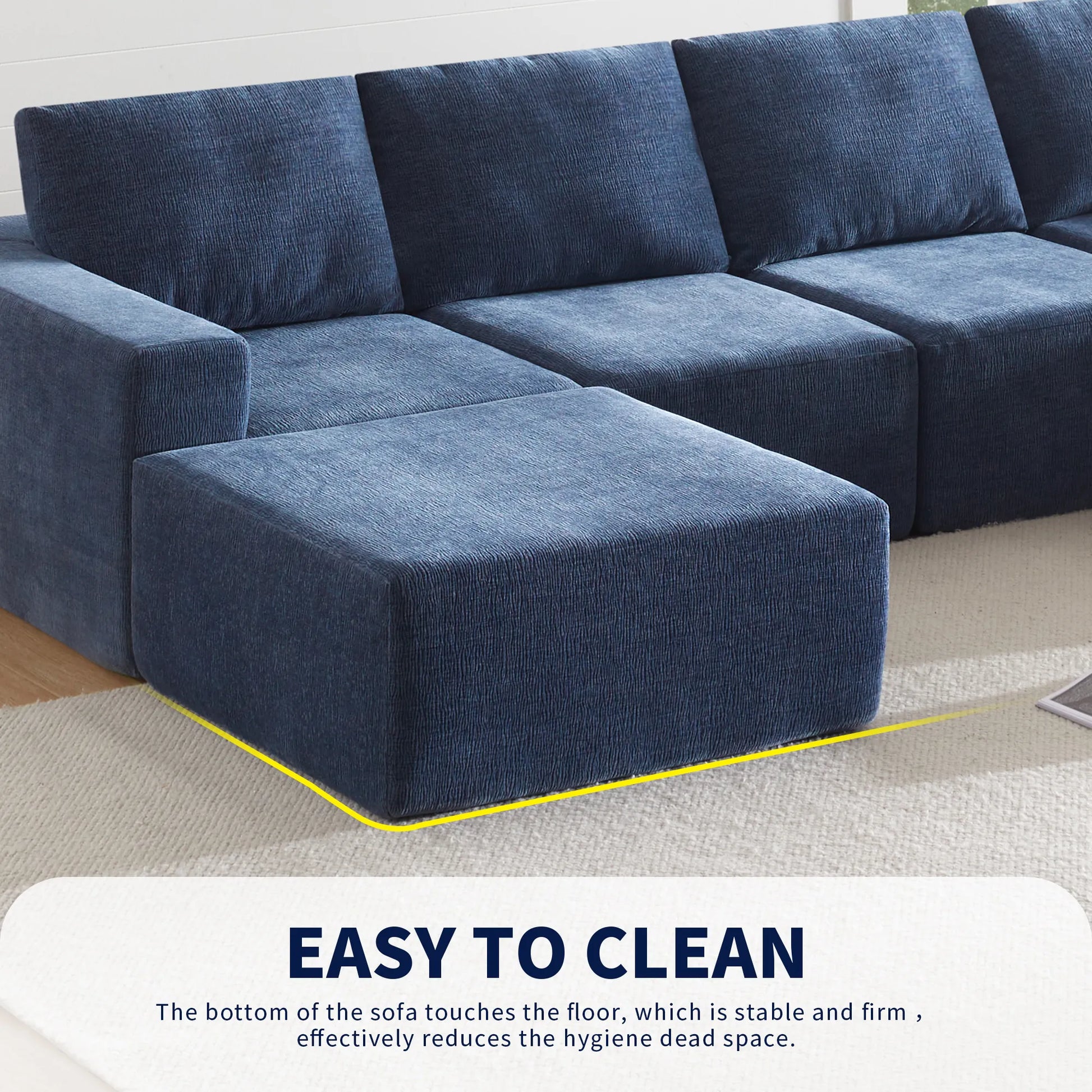 110" Chenille Upholstered Modern Modular Sectional Compressed Sofa