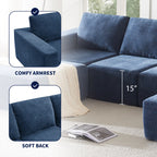 110" Chenille Upholstered Modern Modular Sectional Compressed Sofa