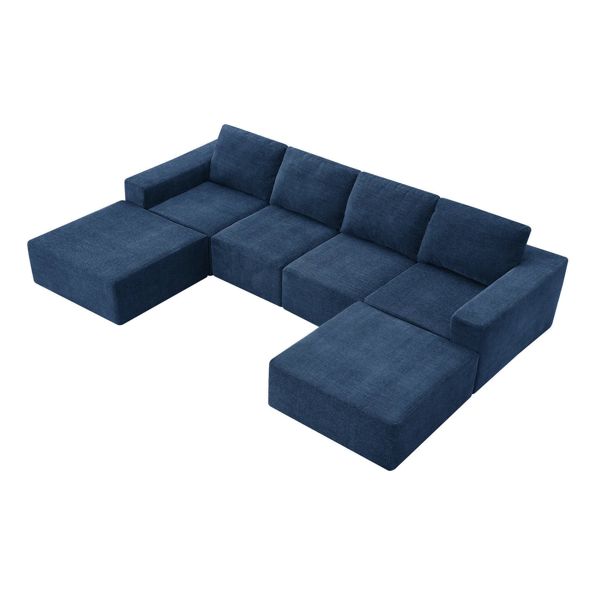 110" Chenille Upholstered Modern Modular Sectional Compressed Sofa