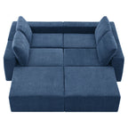 110" Chenille Upholstered Modern Modular Sectional Compressed Sofa