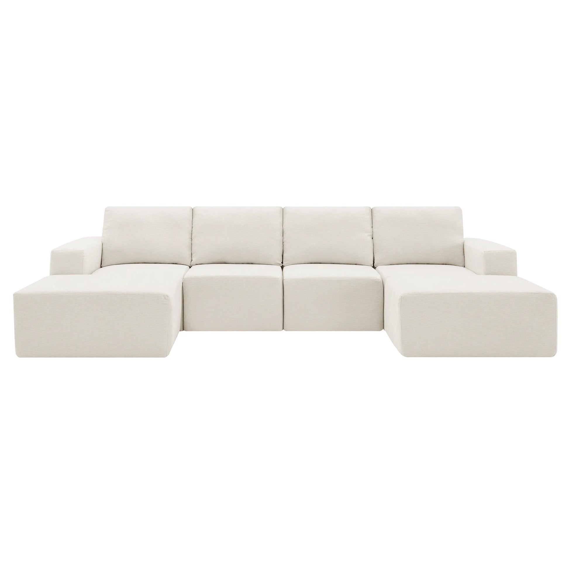 110" Chenille Upholstered Modern Modular Sectional Compressed Sofa