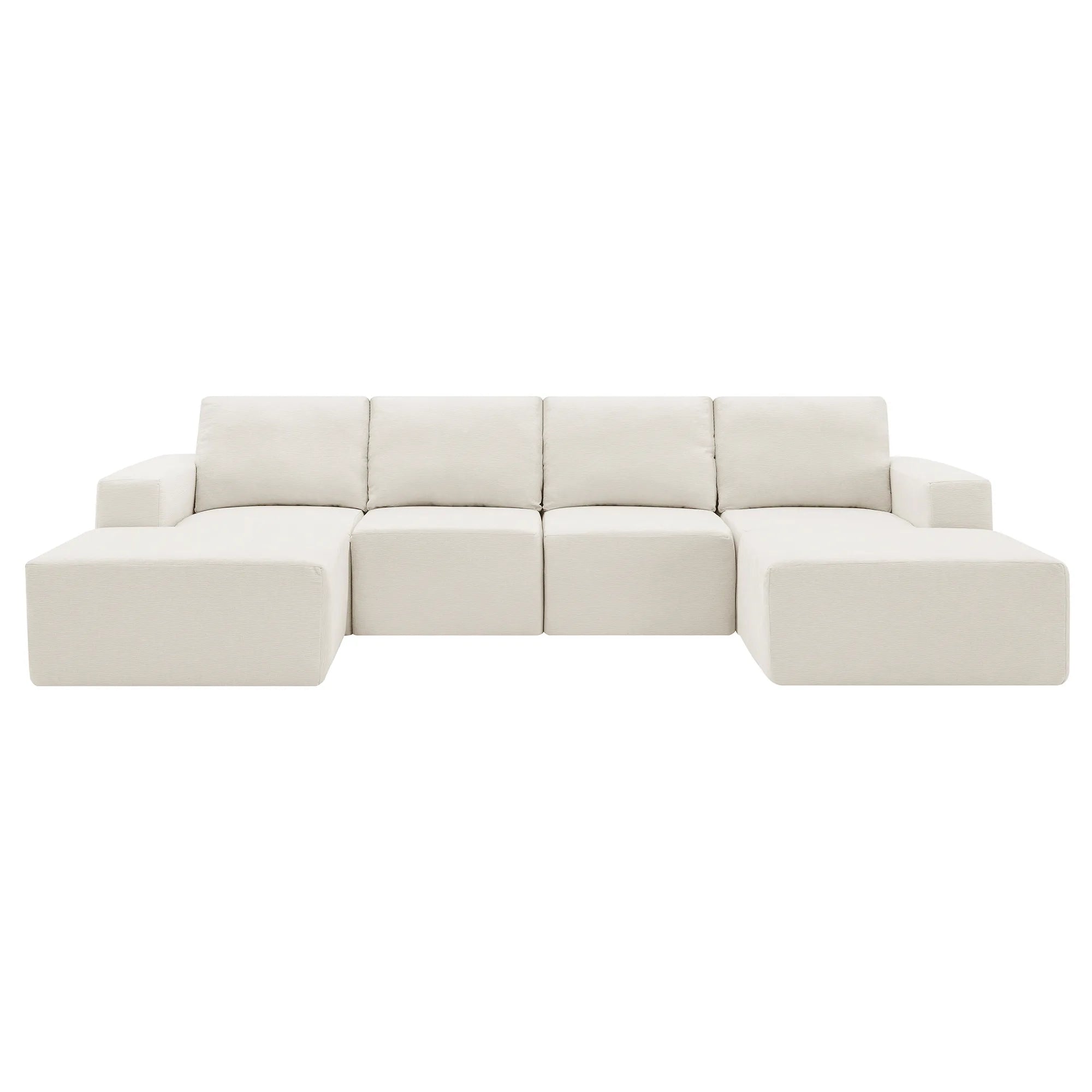 110" Chenille Upholstered Modern Modular Sectional Compressed Sofa