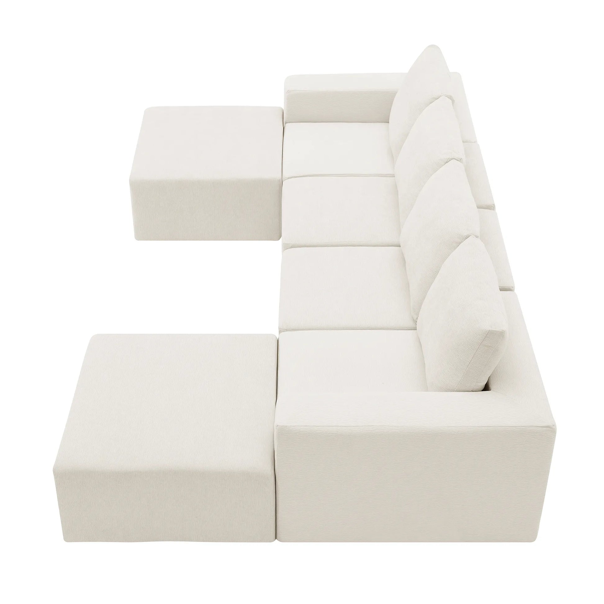 110" Chenille Upholstered Modern Modular Sectional Compressed Sofa
