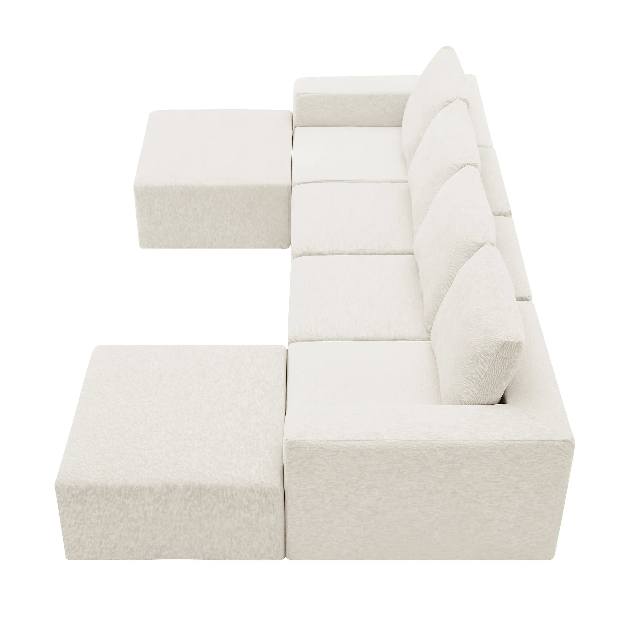 110" Chenille Upholstered Modern Modular Sectional Compressed Sofa