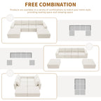 110" Chenille Upholstered Modern Modular Sectional Compressed Sofa