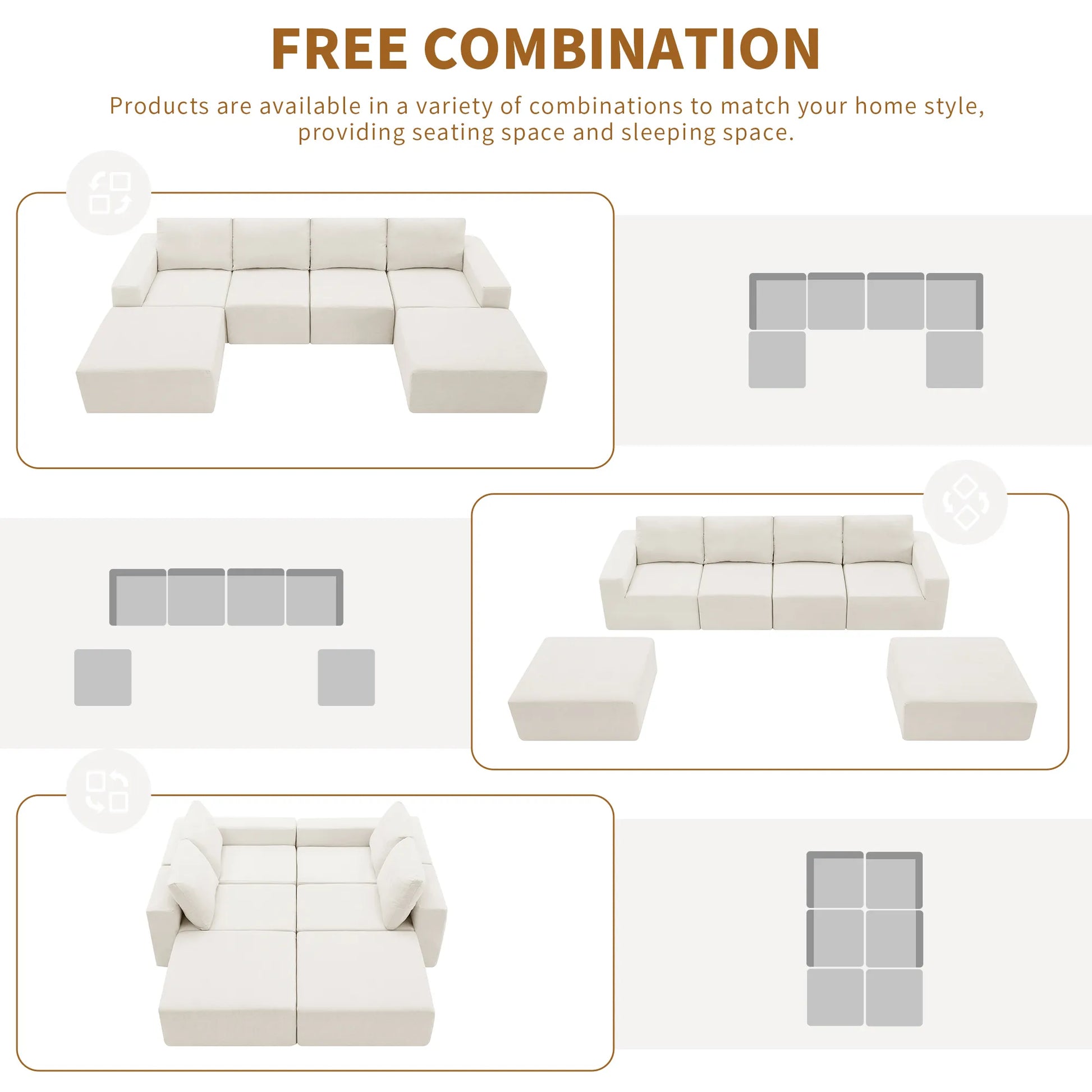 110" Chenille Upholstered Modern Modular Sectional Compressed Sofa