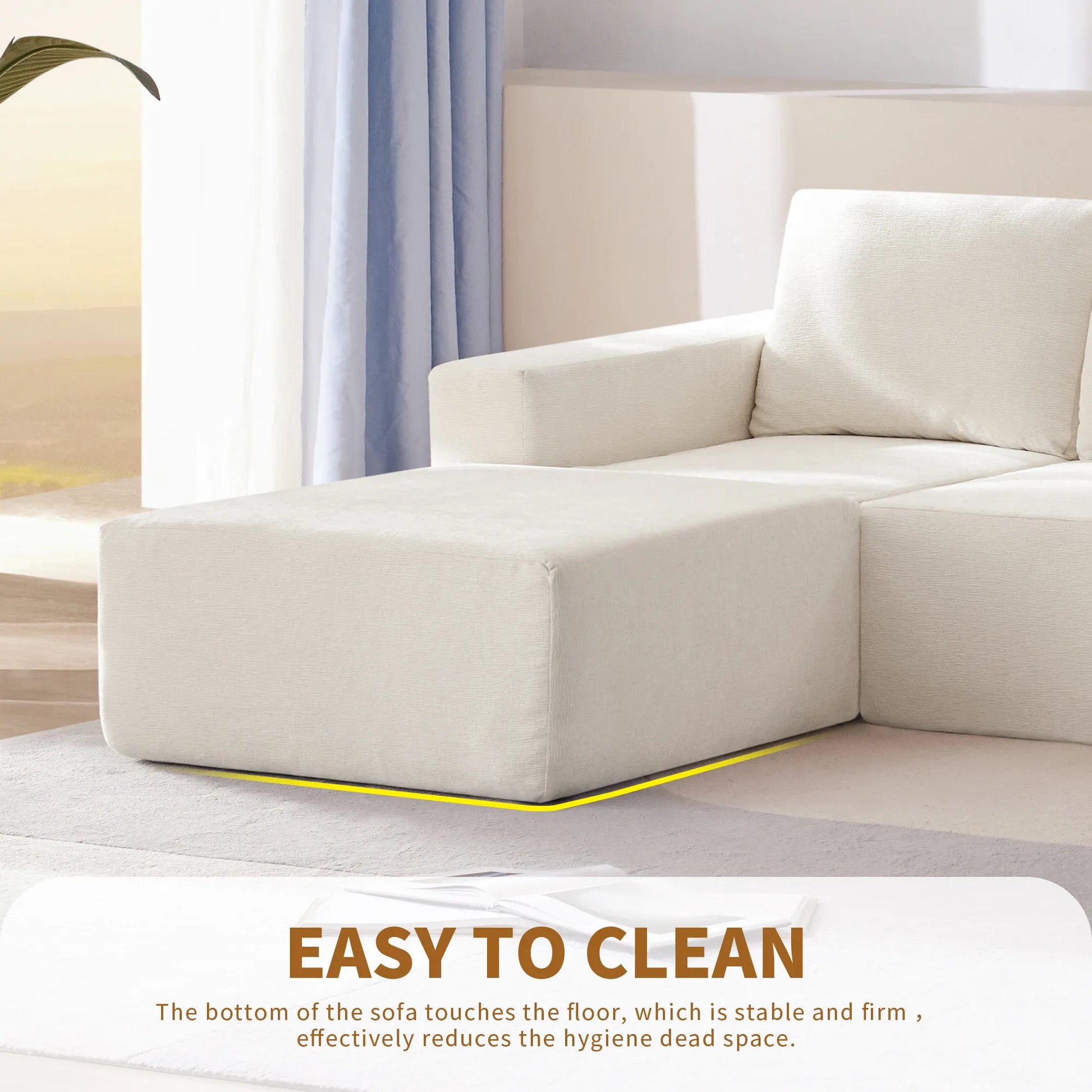 110" Chenille Upholstered Modern Modular Sectional Compressed Sofa