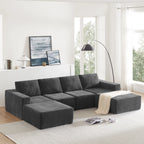 110" Chenille Upholstered Modern Modular Sectional Compressed Sofa