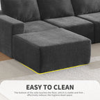 110" Chenille Upholstered Modern Modular Sectional Compressed Sofa