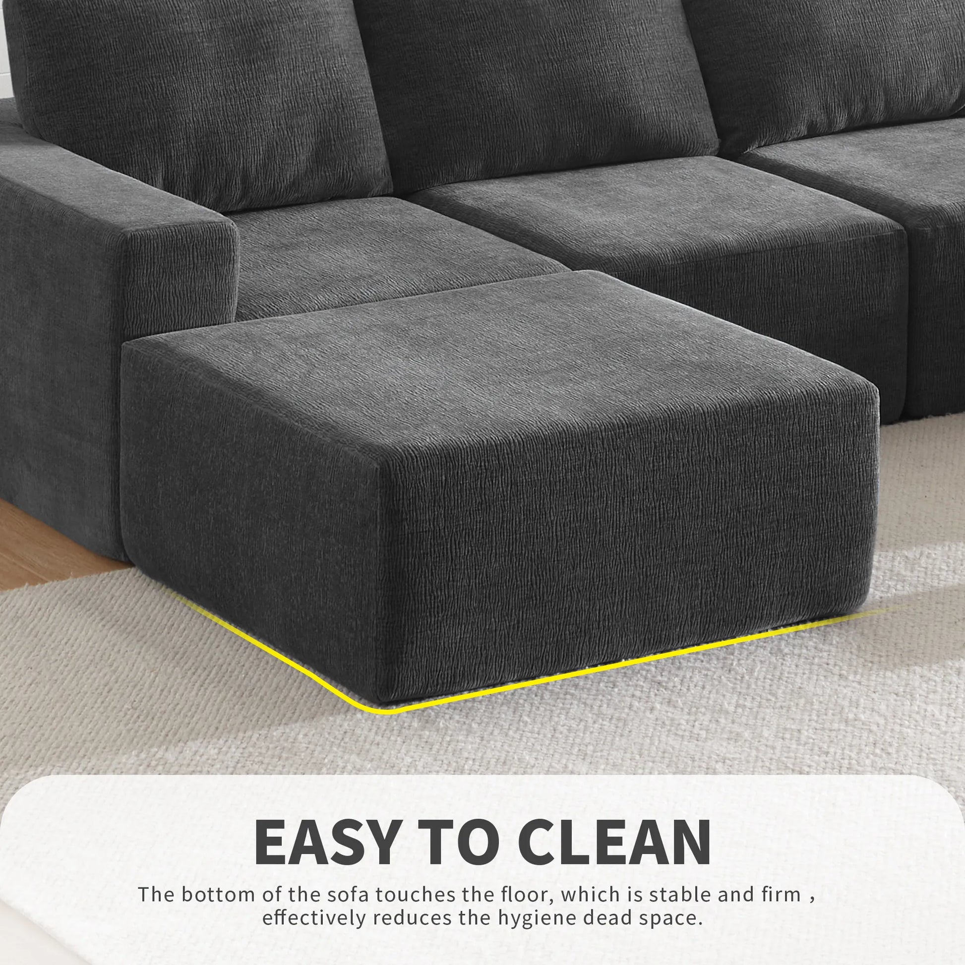 110" Chenille Upholstered Modern Modular Sectional Compressed Sofa