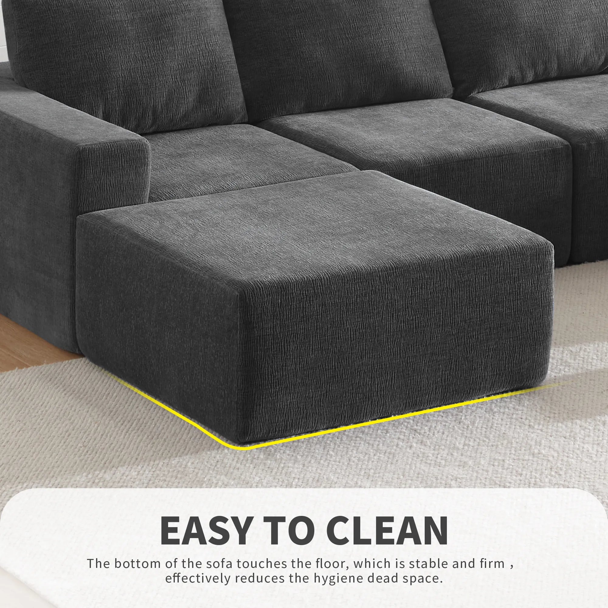 110" Chenille Upholstered Modern Modular Sectional Compressed Sofa