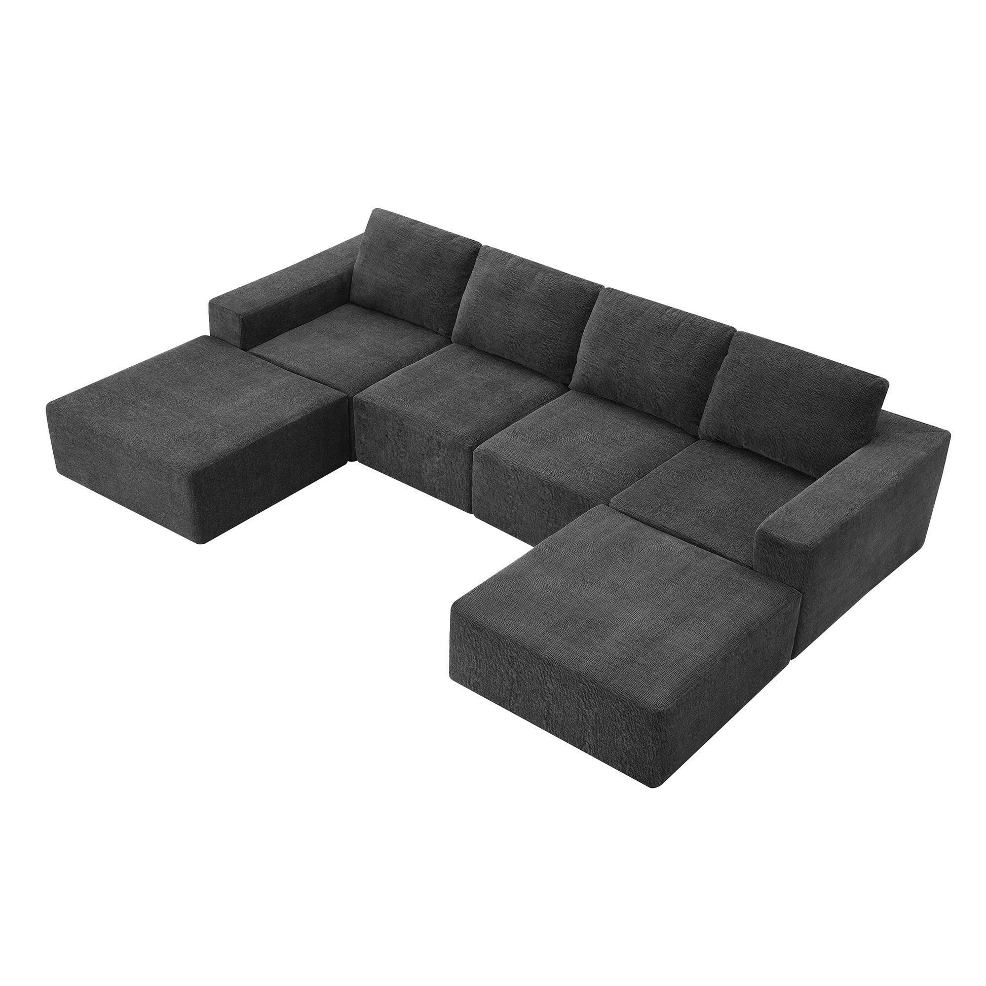 110" Chenille Upholstered Modern Modular Sectional Compressed Sofa