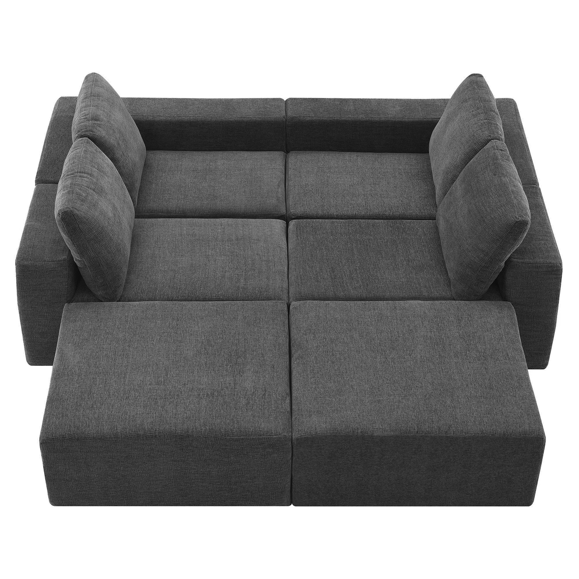 110" Chenille Upholstered Modern Modular Sectional Compressed Sofa