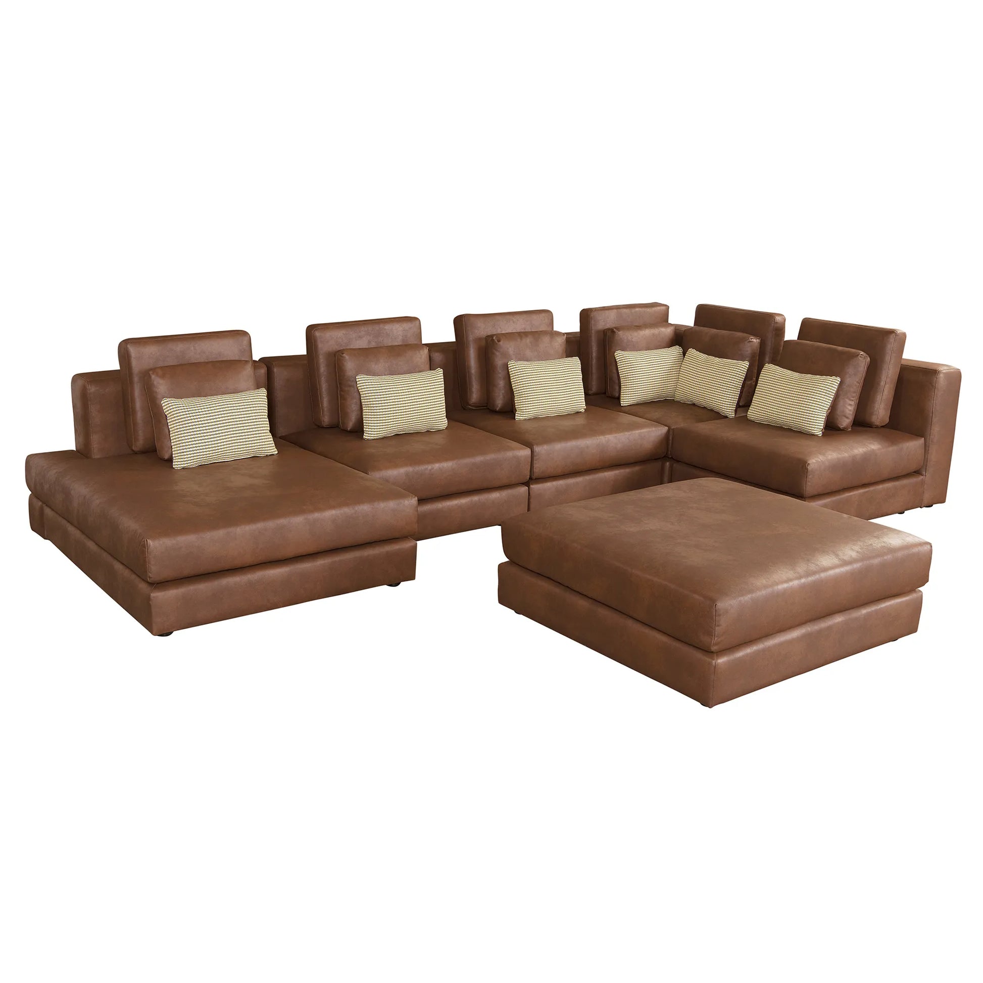 112" Modular Sectional Sofa & Chaise Lounge with Movable Ottoman