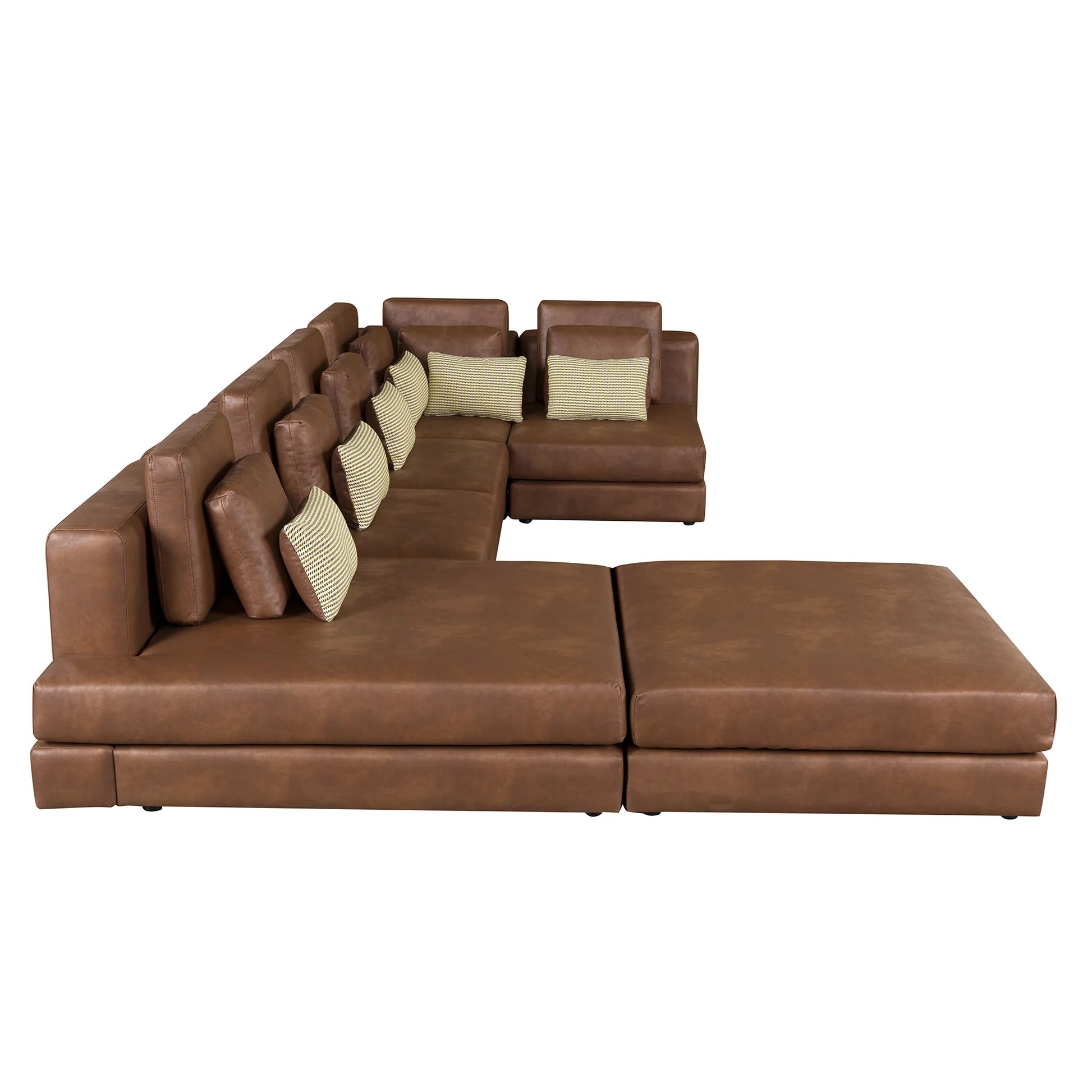112" Modular Sectional Sofa & Chaise Lounge with Movable Ottoman