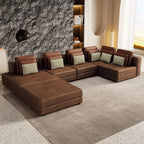 112" Modular Sectional Sofa & Chaise Lounge with Movable Ottoman