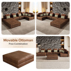 112" Modular Sectional Sofa & Chaise Lounge with Movable Ottoman