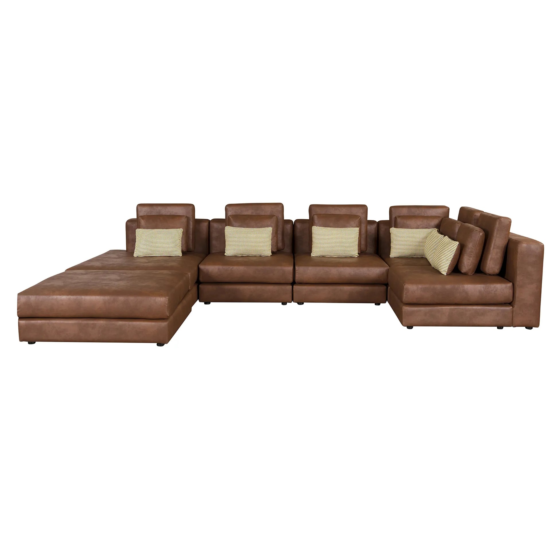 112" Modular Sectional Sofa & Chaise Lounge with Movable Ottoman