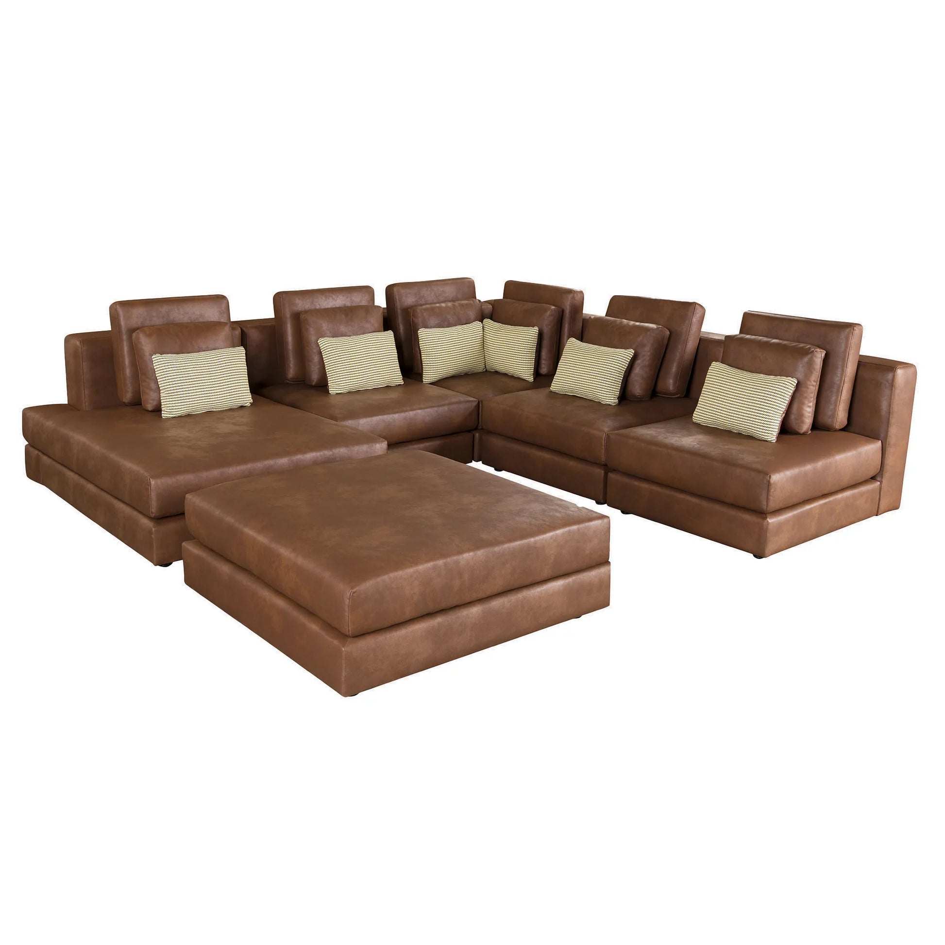 112" Modular Sectional Sofa & Chaise Lounge with Movable Ottoman