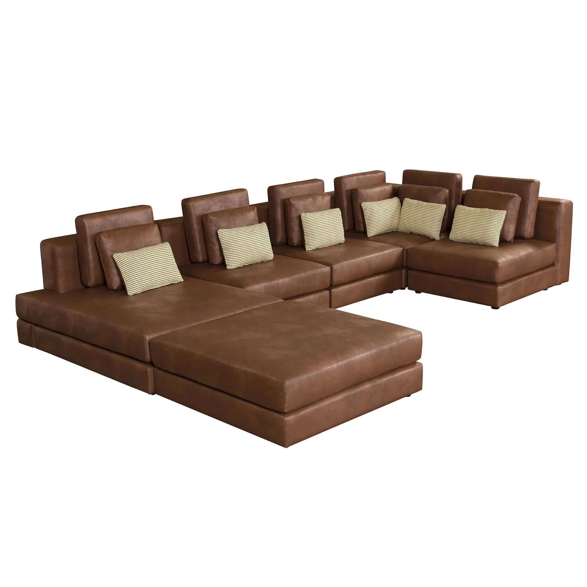 112" Modular Sectional Sofa & Chaise Lounge with Movable Ottoman