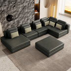 112" Modular Sectional Sofa & Chaise Lounge with Movable Ottoman