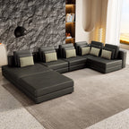 112" Modular Sectional Sofa & Chaise Lounge with Movable Ottoman