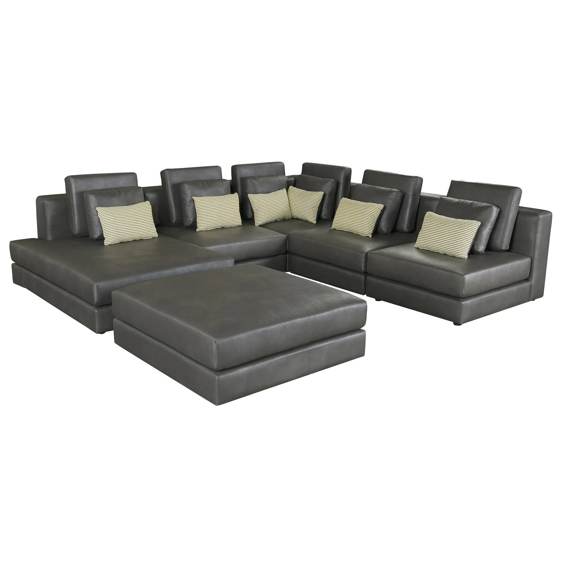 112" Modular Sectional Sofa & Chaise Lounge with Movable Ottoman