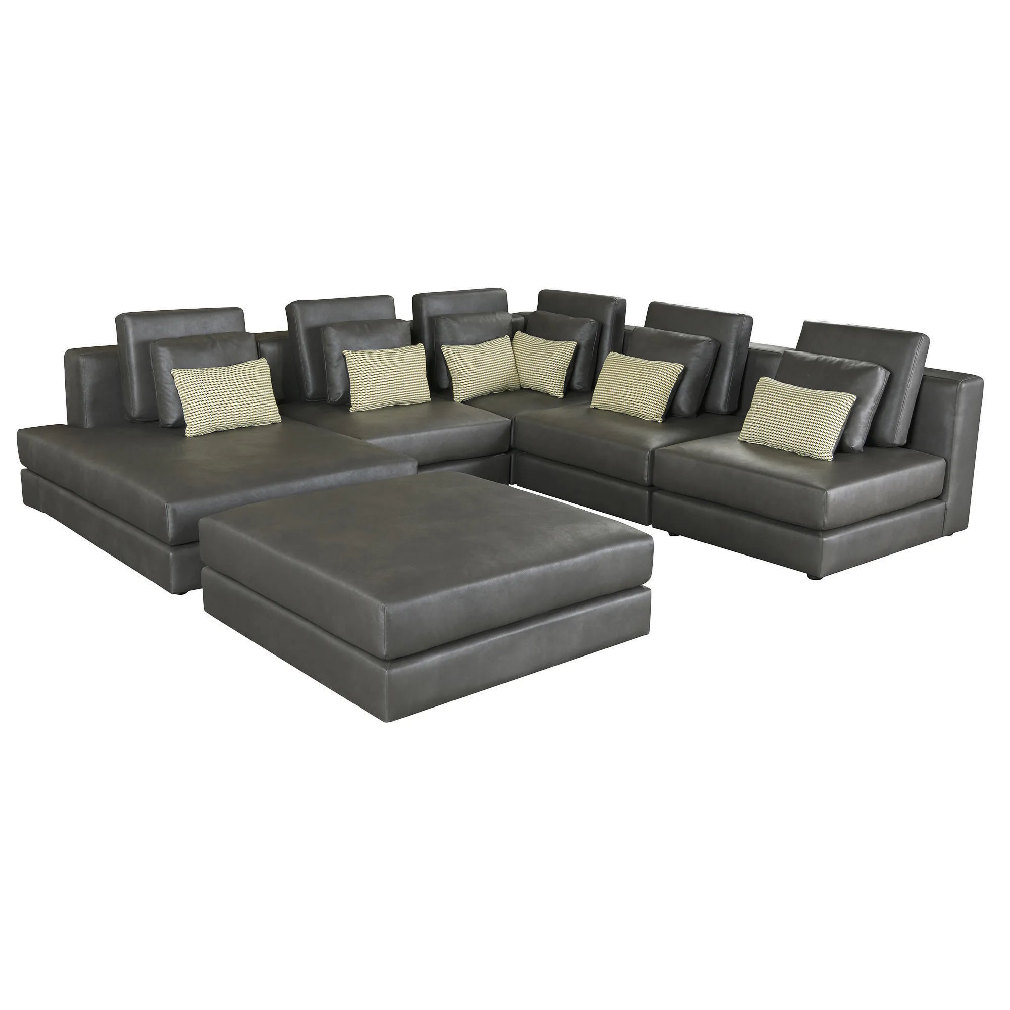 112" Modular Sectional Sofa & Chaise Lounge with Movable Ottoman